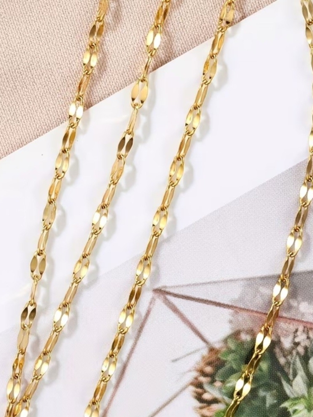 Gold Super Sparkle Women's 28" Chain Necklace Elegant Gold Over Stainless Steel